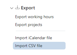 Screenshot Menü Import CSV Datei